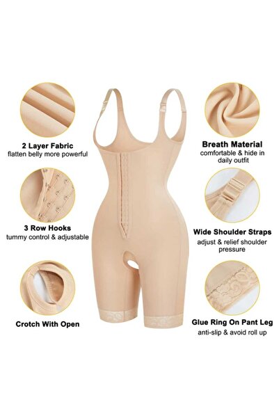 VEYA Open back body shaper with four front clips for control and compression after childbirth and other occasions