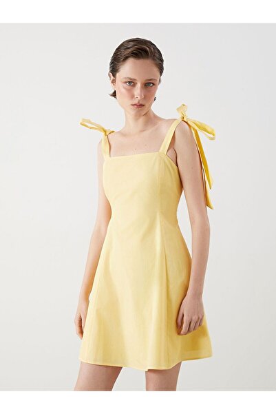 LC Waikiki Lcw Vision Yellow Square Collar Mini Dress
