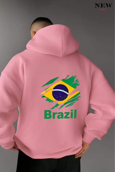 New Shine سويت شيرت برازيلي مطبوع بقلنسوة