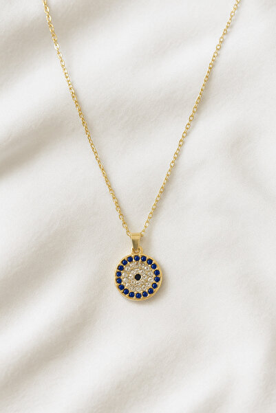 YDS Nazar boncuğu minimal zirkon taşlı çelik kolye