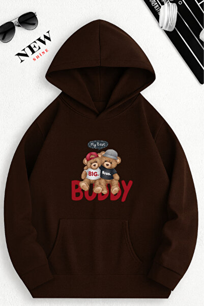 New Shine Hanorac cu glugă cu imprimeu Teddy Bear