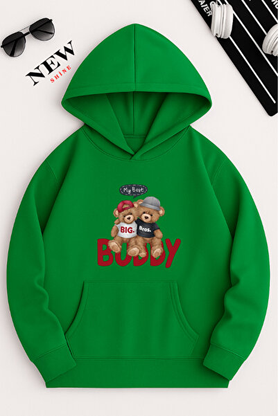 New Shine Hanorac cu glugă cu imprimeu Teddy Bear