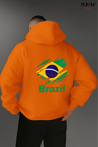 New Shine سويت شيرت برازيلي مطبوع بقلنسوة