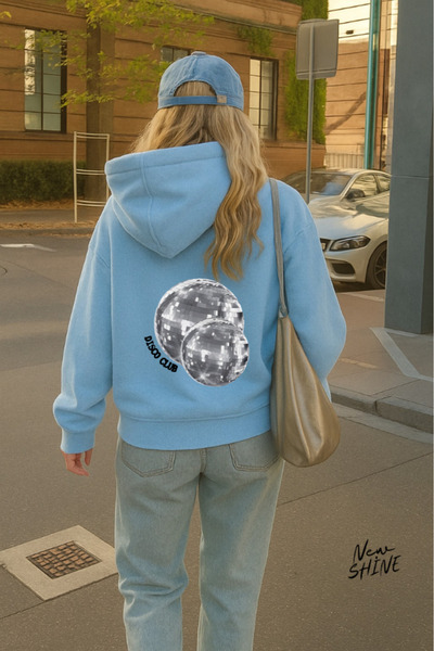 New Shine سويت شيرت بقلنسوة مطبوع عليه ديسكو كلوب