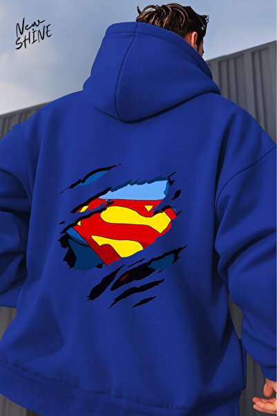 New Shine سويت شيرت بقلنسوة مطبوع عليه سوبرمان