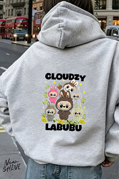 New Shine Labubu cu imprimeu cu glugă Swea tricou