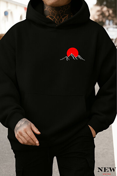 New Shine Φούτερ Red Moon με τύπωμα με κουκούλα