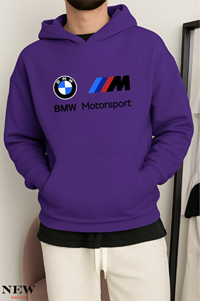 New Shine سويت شيرت بقلنسوة مطبوع عليه BMW