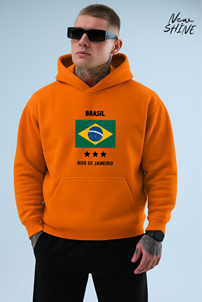 New Shine سويت شيرت برازيلي مطبوع بقلنسوة