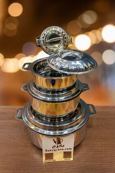 bakraj طقم حافظات طعام هندي كبير مقاسات 5 لتر 3.5 لتر 2.5 لتر