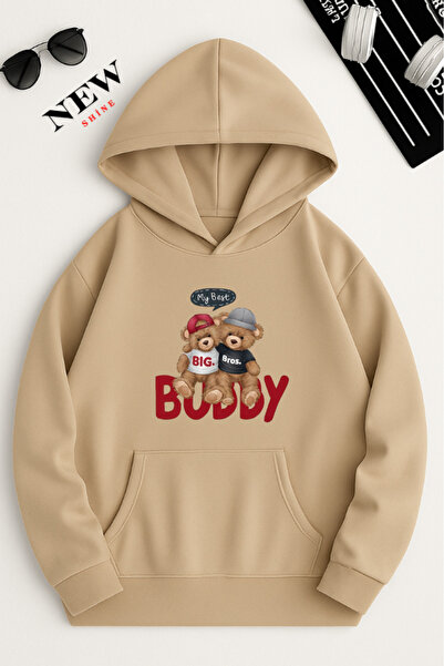 New Shine Hanorac cu glugă cu imprimeu Teddy Bear