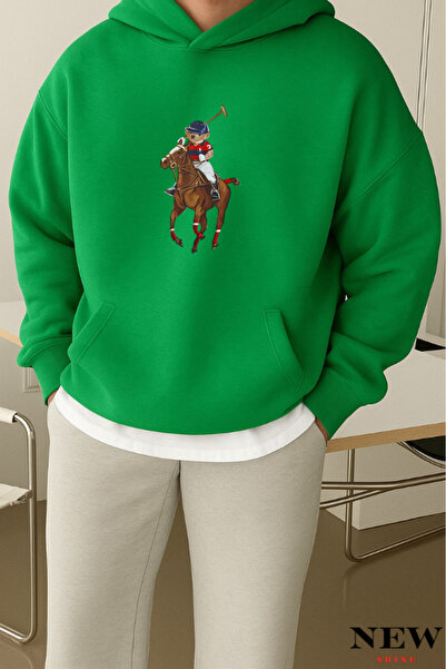 New Shine Ursuleț cu cal cu imprimeu cu glugă Swea tricou