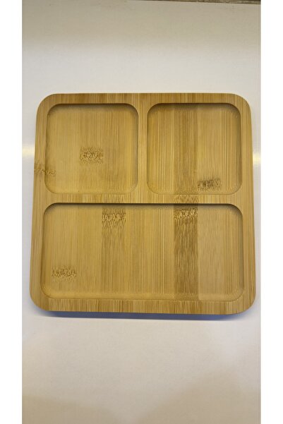 vanilinkitchen Natural Bamboo Breakfast and Presentation Plate with 3 Compartments – Ecological Wooden Serving Plate