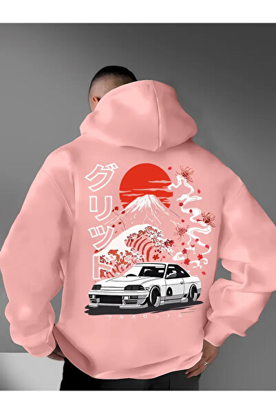 AEMİ سويت شيرت بقلنسوة مطبوع عليه جبل فوجي للجنسين مصنوع من القطن بنسبة 100%