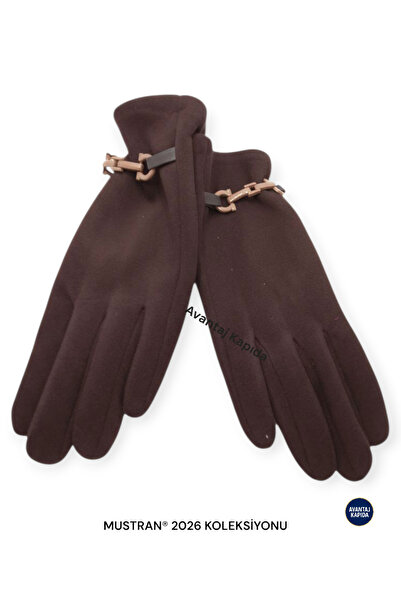 Mustran Γυναικεία γάντια από σουέτ αφής Suyutti – Κομψό χειμερινό μοντέλο με αγκράφα |   Νέα συλλογή σεζόν 2026
