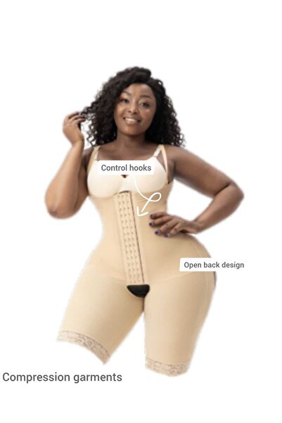 VEYA Open back body shaper with four front clips for control and compression after childbirth and other occasions