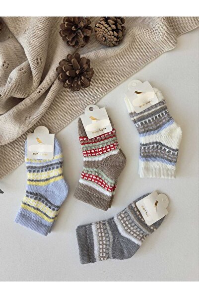 Baharda Nova مجموعة جوارب شتوية للأطفال من الجنسين مكونة من 4 قطع / جوارب منشفة للفتيات والأولاد من عمر 0-6 أشهر