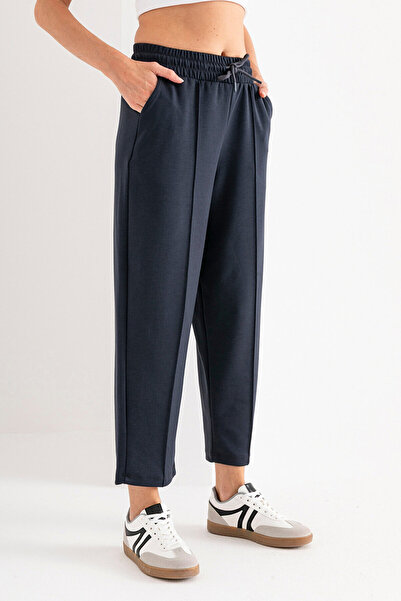 AsHK Women's Smoked High Waist Pocket Modal Fabric Ribbed Front Balloon Fit P...