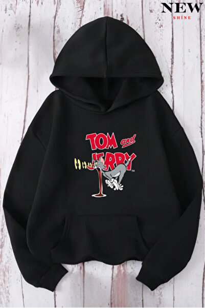 New Shine Tom și Jerry cu imprimeu cu glugă Swea tricou