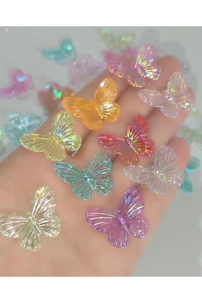 Mutlu Bujiteri Hobi Aksesuar 30 Pieces Mixed Color Janjanli Acrylic Butterfly (30 Mm/ 22 mm)
