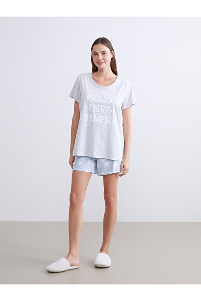 LC Waikiki Lcw Dream Star Patterned Women's Shorts Pajama Set