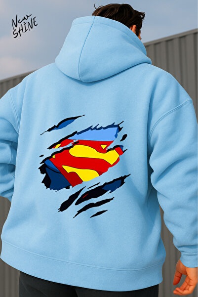 New Shine سويت شيرت بقلنسوة مطبوع عليه سوبرمان