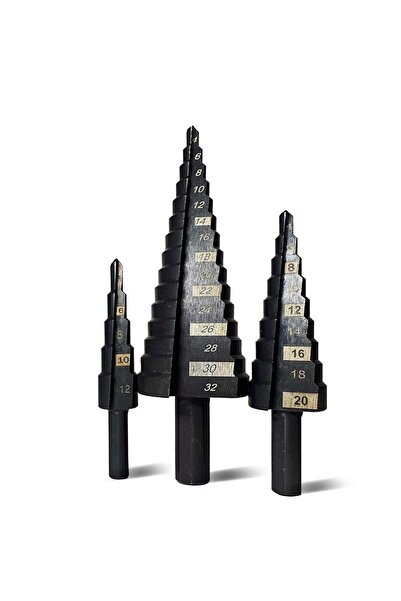 JollyMag Metal drill bits, stepped, titanium, set of 3, 4-12/20/32 mm, Richma...