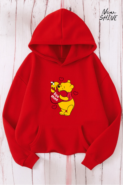 New Shine سترة بقلنسوة مطبوعة عليها دببة لطيفة