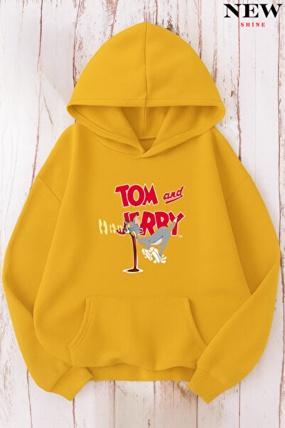 New Shine سويت شيرت بقلنسوة مطبوع عليه توم وجيري