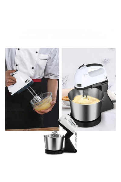 Rovitech 350W 7-speed Kitchen Mixer with 2L Stainless Steel Bowl and Kneading, Whipping, and Creaming Attachm
