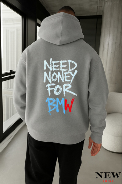 New Shine سويت شيرت بقلنسوة مطبوع عليه BMW