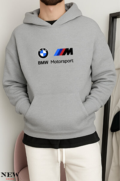 New Shine سويت شيرت بقلنسوة مطبوع عليه BMW