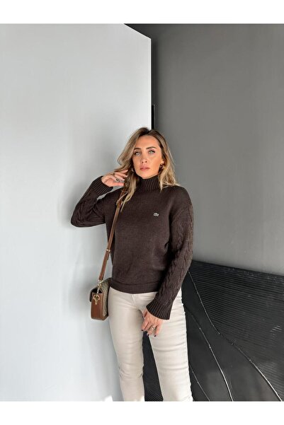 Zerrincan Giyim Pulover cu mâneci maro împletite, marca model