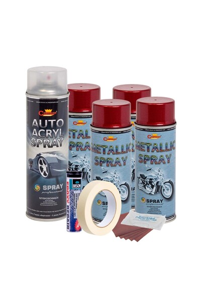 JollyMag Complete repair and painting kit for rims in Burgundy Metallic Red, V4