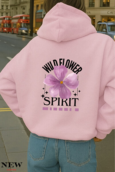 New Shine Wild Flower Spirit cu imprimeu cu glugă Swea tricou