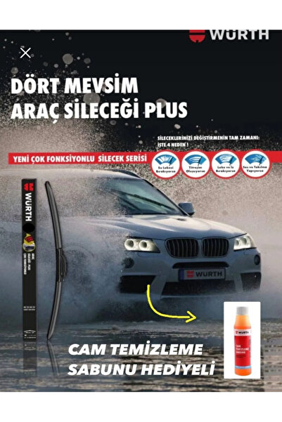 Würth Dört Mevsim Araç Sileceği Plus 325 MM 13” 9 Farklı Aparat Cam Sabunu He...