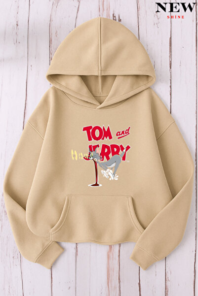 New Shine سويت شيرت بقلنسوة مطبوع عليه توم وجيري