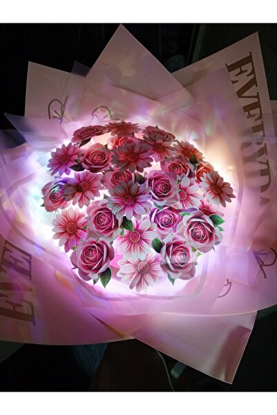 animeandyourworld Pempe papatya çiçek buketi led ışıklı hediyelik