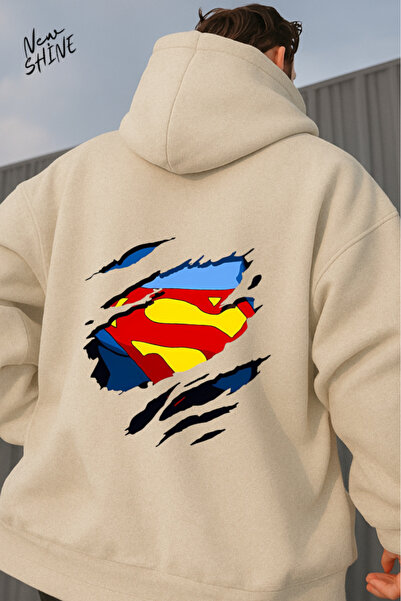 New Shine سويت شيرت بقلنسوة مطبوع عليه سوبرمان