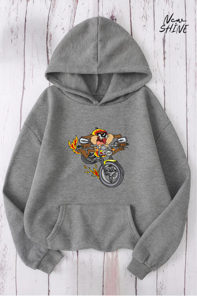 New Shine سويت شيرت بقلنسوة مطبوع عليه كلب السجادة المزودة بمحرك