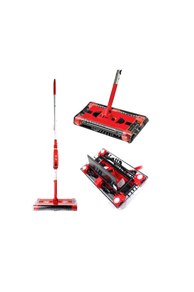 Rovitech Wireless Rotating Electric Broom, Built-in Battery, Red