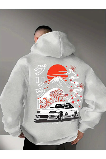 AEMİ سويت شيرت بقلنسوة مطبوع عليه جبل فوجي للجنسين مصنوع من القطن بنسبة 100%