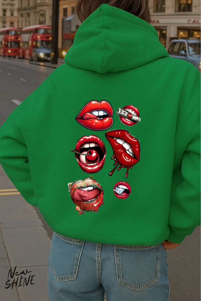 New Shine Lip Štampano Sa kapuljačom Dukserica