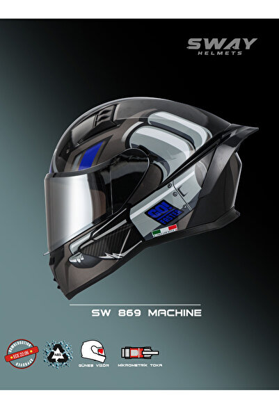Sway SW 869 MACHINE Full Face Motosiklet Kaskı