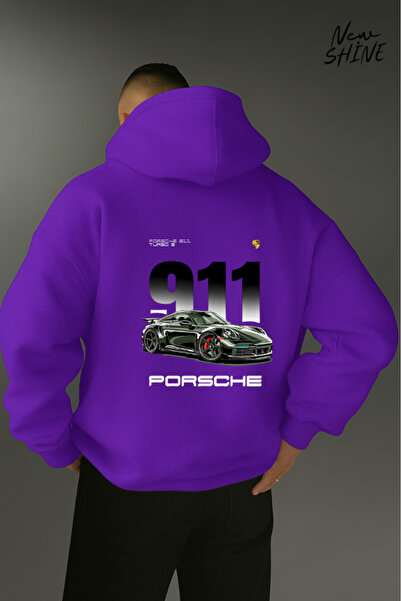 New Shine سويت شيرت بقلنسوة مطبوع عليه سيارة