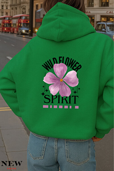 New Shine Wild Flower Spirit cu imprimeu cu glugă Swea tricou