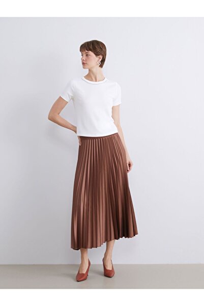 LC Waikiki Lcwaikiki Classic Elastic Waist Satin Pleated Skirt