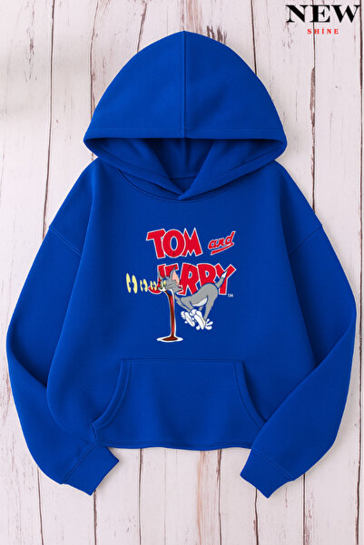 New Shine Tom și Jerry cu imprimeu cu glugă Swea tricou