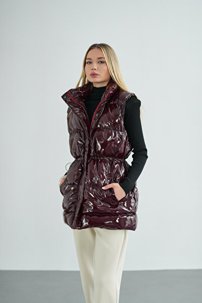 Molly Nelly Vestă strălucitoare pentru femei, cu fermoar și snap