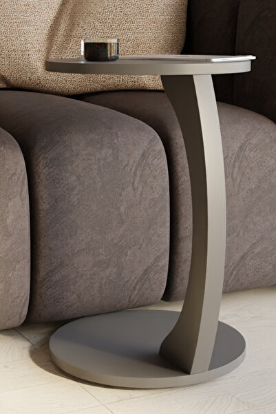 eda hacıoğlu edam bedding group Tekerlekli C Tasarım Antrasit Gri Yan Sehpa Modern Hareketli Orta Sehpa Salon ve Oturma Odası Masası